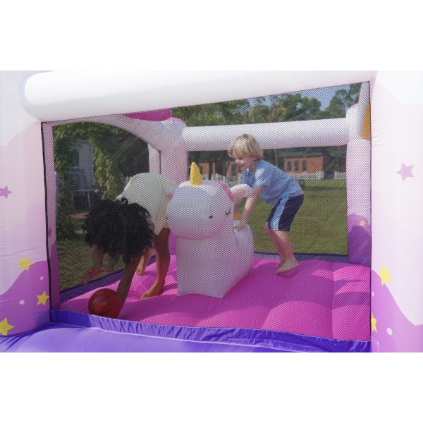 Doctor Dolphin Φουσκωτό Τραμπολίνο Μονόκερος με τσουλήθρα αλογάκι και μπασκέτα