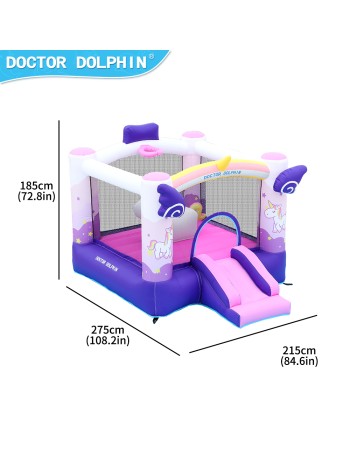 Doctor Dolphin Φουσκωτό Τραμπολίνο Μονόκερος με τσουλήθρα αλογάκι και μπασκέτα