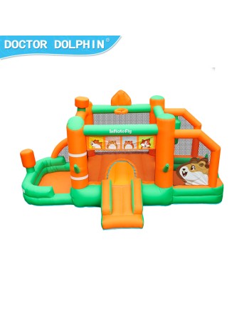 InflateFly Φουσκωτό Τραμπολίνο με τσουλήθρα σάκο του μποξ κρίκους και μπαλοπισίνα