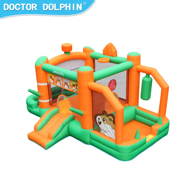 InflateFly Φουσκωτό Τραμπολίνο με τσουλήθρα σάκο του μποξ κρίκους και μπαλοπισίνα