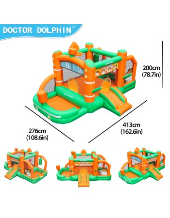 InflateFly Φουσκωτό Τραμπολίνο με τσουλήθρα σάκο του μποξ κρίκους και μπαλοπισίνα