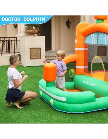 InflateFly Φουσκωτό Τραμπολίνο με τσουλήθρα σάκο του μποξ κρίκους και μπαλοπισίνα