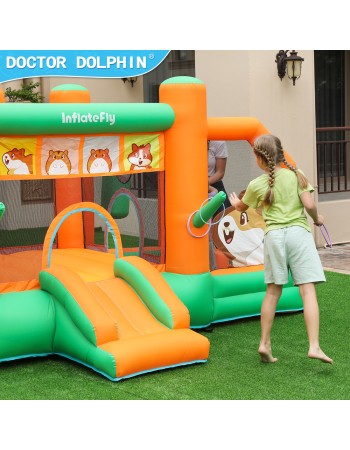 InflateFly Φουσκωτό Τραμπολίνο με τσουλήθρα σάκο του μποξ κρίκους και μπαλοπισίνα