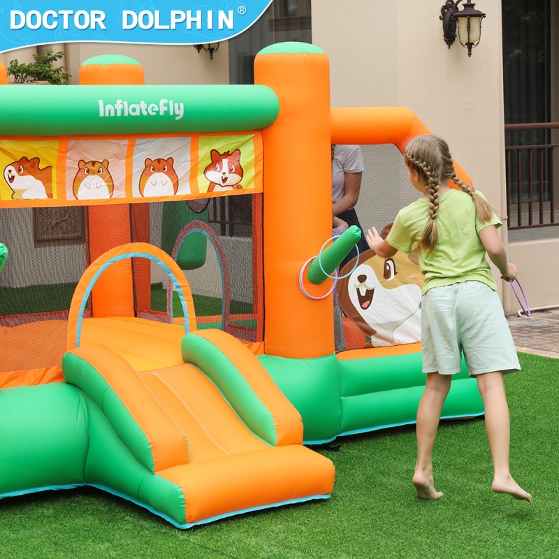 InflateFly Φουσκωτό Τραμπολίνο με τσουλήθρα σάκο του μποξ κρίκους και μπαλοπισίνα