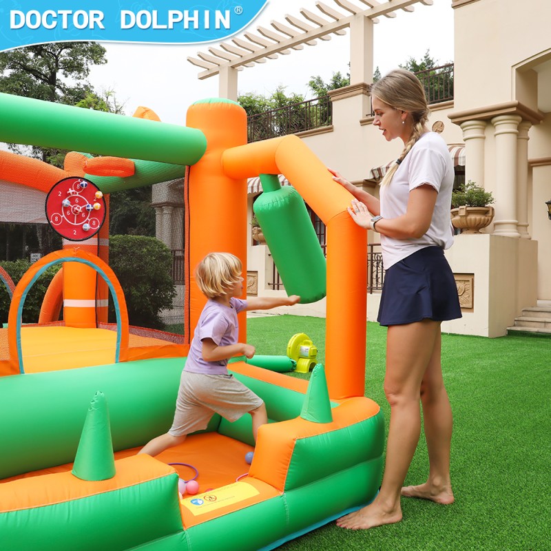 InflateFly Φουσκωτό Τραμπολίνο με τσουλήθρα σάκο του μποξ κρίκους και μπαλοπισίνα