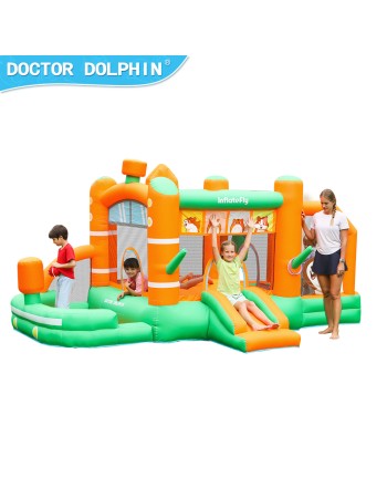 InflateFly Φουσκωτό Τραμπολίνο με τσουλήθρα σάκο του μποξ κρίκους και μπαλοπισίνα