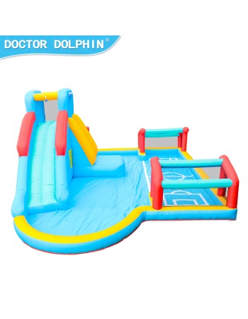 Doctor Dolphin Φουσκωτό Τραμπολίνο Γήπεδο με τσουλήθρα αναρρίχηση τέρματα και φιλέ