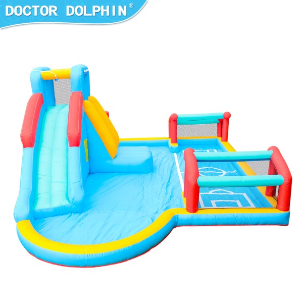 Doctor Dolphin Φουσκωτό Τραμπολίνο Γήπεδο με τσουλήθρα αναρρίχηση τέρματα και φιλέ