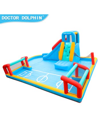 Doctor Dolphin Φουσκωτό Τραμπολίνο Γήπεδο με τσουλήθρα αναρρίχηση τέρματα και φιλέ