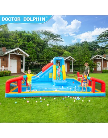 Doctor Dolphin Φουσκωτό Τραμπολίνο Γήπεδο με τσουλήθρα αναρρίχηση τέρματα και φιλέ