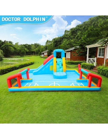 Doctor Dolphin Φουσκωτό Τραμπολίνο Γήπεδο με τσουλήθρα αναρρίχηση τέρματα και φιλέ