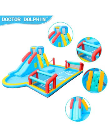Doctor Dolphin Φουσκωτό Τραμπολίνο Γήπεδο με τσουλήθρα αναρρίχηση τέρματα και φιλέ