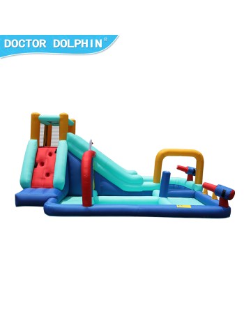 Doctor Dolphin Φουσκωτό Τραμπολίνο με διπλή τσουλήθρα αναρρίχηση νεροπίστολα στεφάνια και κρίκους