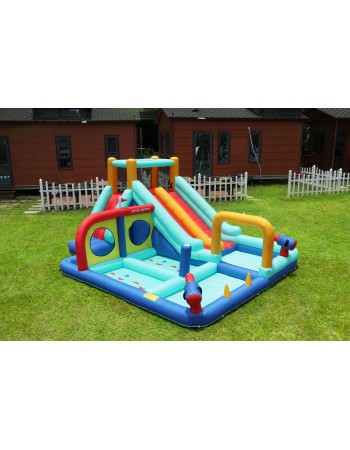 Doctor Dolphin Φουσκωτό Τραμπολίνο με διπλή τσουλήθρα αναρρίχηση νεροπίστολα στεφάνια και κρίκους