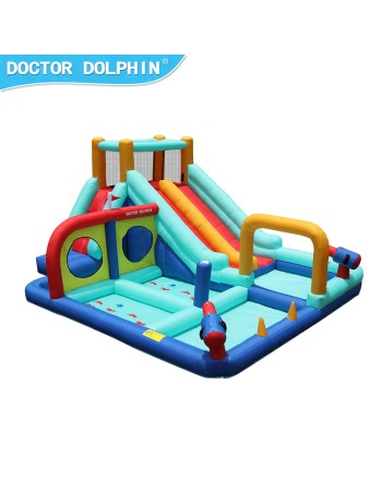 Doctor Dolphin Φουσκωτό Τραμπολίνο με διπλή τσουλήθρα αναρρίχηση νεροπίστολα στεφάνια και κρίκους