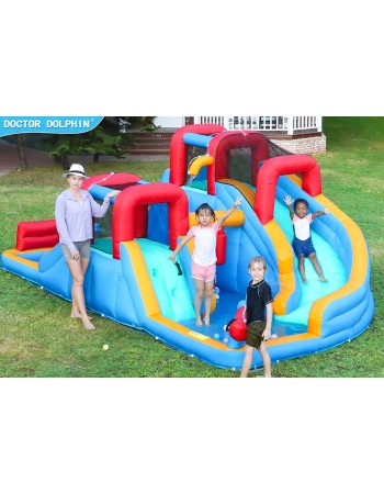 Doctor Dolphin Φουσκωτό Τραμπολίνο με δύο τσουλήθρες αναρρίχηση και νεροπίστολα