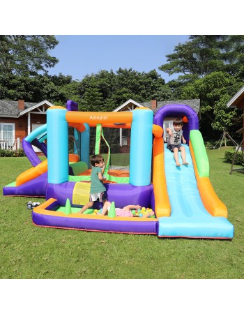 AirMyFun Φουσκωτό Τραμπολίνο με δύο τσουλήθρες αναρρίχηση και μπαλοπίσινα