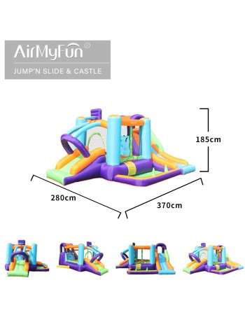 AirMyFun Φουσκωτό Τραμπολίνο με δύο τσουλήθρες αναρρίχηση και μπαλοπίσινα