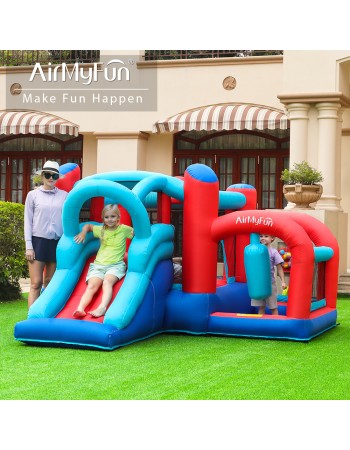 AirMyFun Φουσκωτό Τραμπολίνο με τσουλήθρα μπασκέτα στόχο και σάκο του μποξ