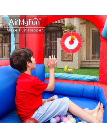 AirMyFun Φουσκωτό Τραμπολίνο με τσουλήθρα μπασκέτα στόχο και σάκο του μποξ