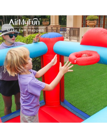AirMyFun Φουσκωτό Τραμπολίνο με τσουλήθρα μπασκέτα στόχο και σάκο του μποξ