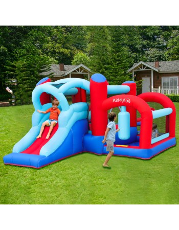 AirMyFun Φουσκωτό Τραμπολίνο με τσουλήθρα μπασκέτα στόχο και σάκο του μποξ