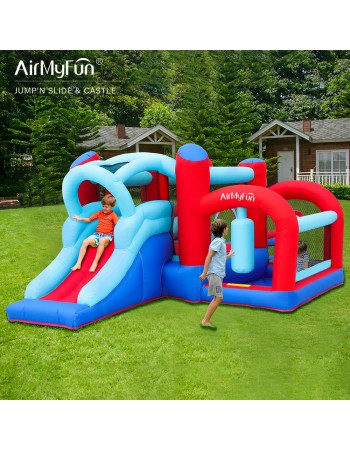 AirMyFun Φουσκωτό Τραμπολίνο με τσουλήθρα μπασκέτα στόχο και σάκο του μποξ