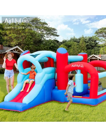 AirMyFun Φουσκωτό Τραμπολίνο με τσουλήθρα μπασκέτα στόχο και σάκο του μποξ