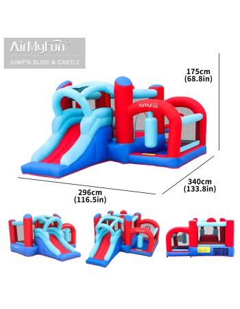 AirMyFun Φουσκωτό Τραμπολίνο με τσουλήθρα μπασκέτα στόχο και σάκο του μποξ