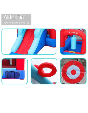 AirMyFun Φουσκωτό Τραμπολίνο με τσουλήθρα μπασκέτα στόχο και σάκο του μποξ