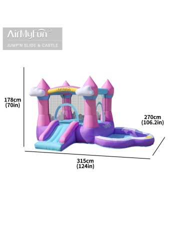 AirMyFun Φουσκωτό Τραμπολίνο Κάστρο με τσουλήθρα και μπαλοπισίνα