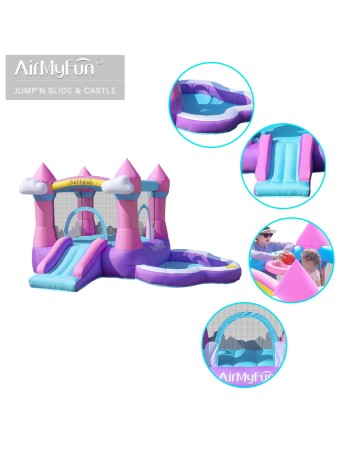 AirMyFun Φουσκωτό Τραμπολίνο Κάστρο με τσουλήθρα και μπαλοπισίνα