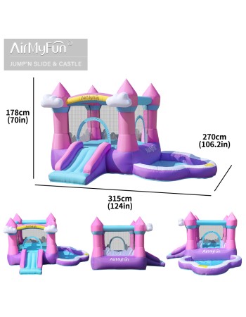 AirMyFun Φουσκωτό Τραμπολίνο Κάστρο με τσουλήθρα και μπαλοπισίνα