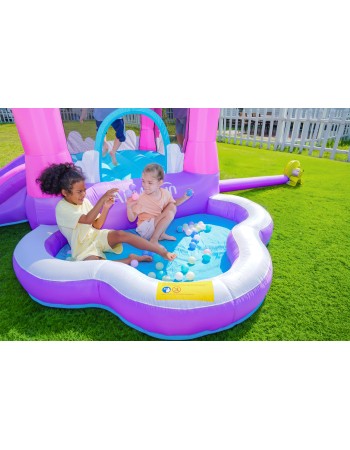 AirMyFun Φουσκωτό Τραμπολίνο Κάστρο με τσουλήθρα και μπαλοπισίνα