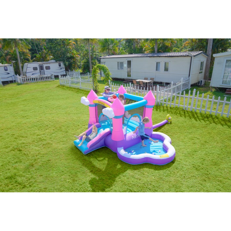 AirMyFun Φουσκωτό Τραμπολίνο Κάστρο με τσουλήθρα και μπαλοπισίνα