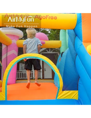 AirMyFun Φουσκωτό Τραμπολίνο Παγωτατζίδικο με δύο τσουλήθρες αναρρίχηση μπασκέτα και στόχο