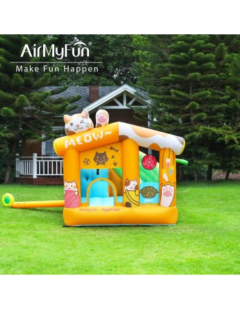 AirMyFun Φουσκωτό Τραμπολίνο Γατούλα με τσουλήθρα αναρρίχηση μπασκέτα και στόχο