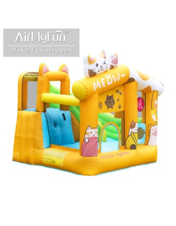 AirMyFun Φουσκωτό Τραμπολίνο Γατούλα με τσουλήθρα αναρρίχηση μπασκέτα και στόχο