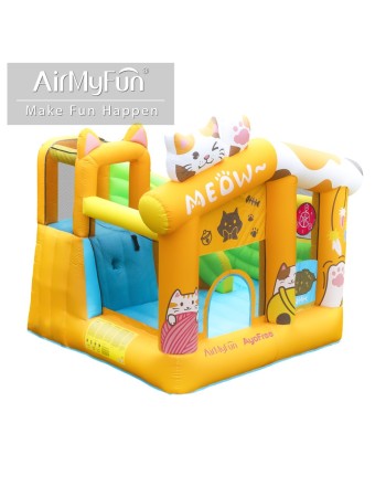 AirMyFun Φουσκωτό Τραμπολίνο Γατούλα με τσουλήθρα αναρρίχηση μπασκέτα και στόχο