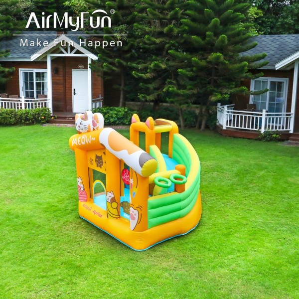 AirMyFun Φουσκωτό Τραμπολίνο Γατούλα με τσουλήθρα αναρρίχηση μπασκέτα και στόχο