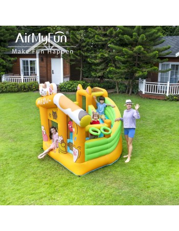 AirMyFun Φουσκωτό Τραμπολίνο Γατούλα με τσουλήθρα αναρρίχηση μπασκέτα και στόχο