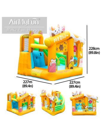 AirMyFun Φουσκωτό Τραμπολίνο Γατούλα με τσουλήθρα αναρρίχηση μπασκέτα και στόχο