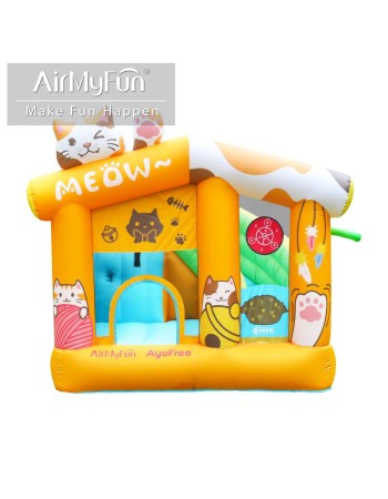 AirMyFun Φουσκωτό Τραμπολίνο Γατούλα με τσουλήθρα αναρρίχηση μπασκέτα και στόχο