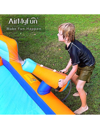 AirMyFun Φουσκωτό Τραμπολίνο με δύο νεροτσουλήθρες αναρρ΄΄ιχηση πισίνα νεροπίστολο τέρμα και μπασκέτα