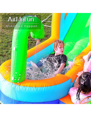 AirMyFun Φουσκωτό Τραμπολίνο με δύο νεροτσουλήθρες αναρρ΄΄ιχηση πισίνα νεροπίστολο τέρμα και μπασκέτα