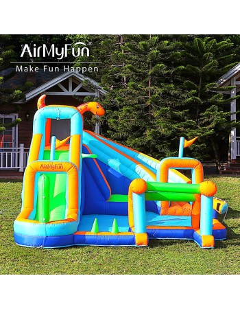AirMyFun Φουσκωτό Τραμπολίνο με δύο νεροτσουλήθρες αναρρ΄΄ιχηση πισίνα νεροπίστολο τέρμα και μπασκέτα