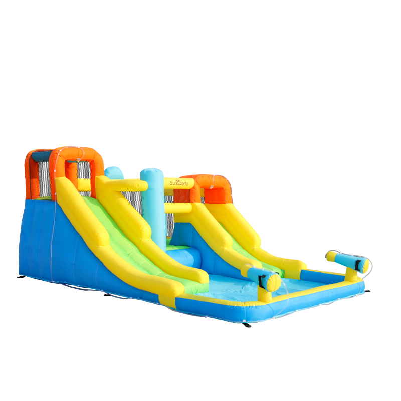 SunSports Φουσκωτό Τραμπολίνο με δύο νεροτσουλήθρες μπασκέτα αναρρίχηση και νεροπίστολα