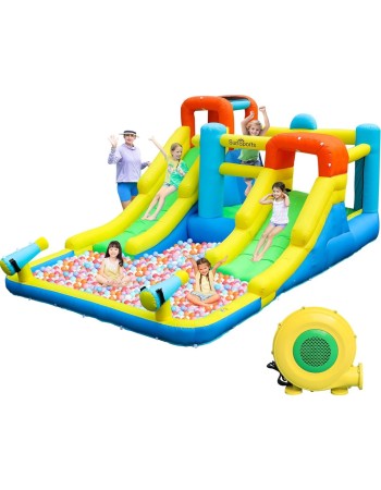 SunSports Φουσκωτό Τραμπολίνο με δύο νεροτσουλήθρες μπασκέτα αναρρίχηση και νεροπίστολα