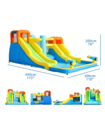 SunSports Φουσκωτό Τραμπολίνο με δύο νεροτσουλήθρες μπασκέτα αναρρίχηση και νεροπίστολα