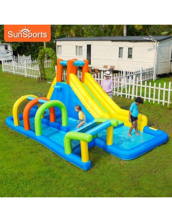 SunSports Φουσκωτό Τραμπολίνο με νεροτσουλήθρα αναρρίχηση τούνελ τέρμα μπασκέτα και μπαλοπισίνα